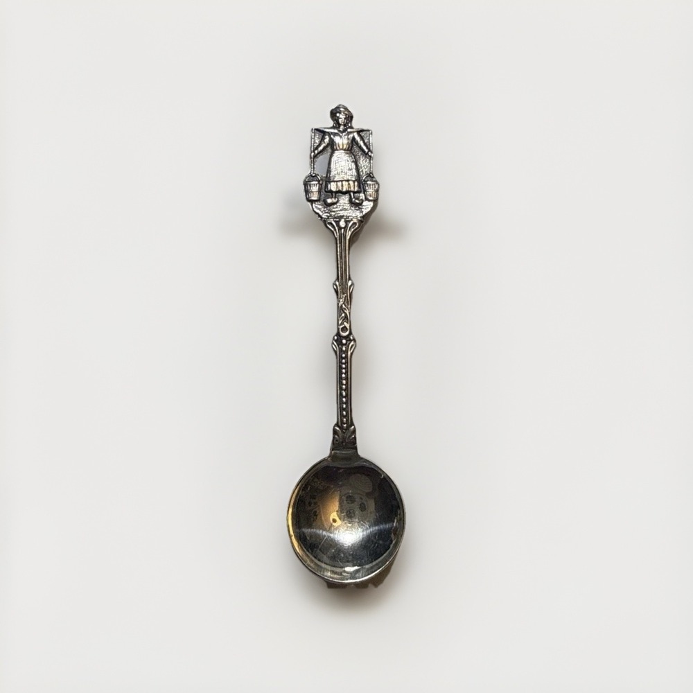 Metal Collectible Souvenir Spoon Dutch Girl Handle Figural Topper